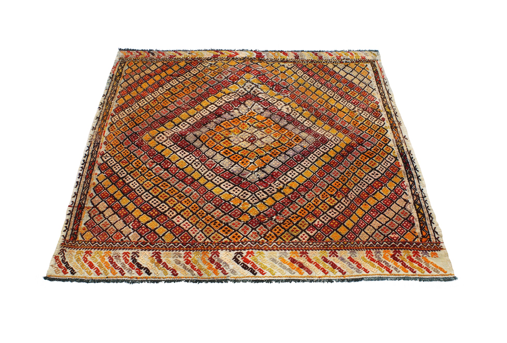 1960s Puturge Handmade Vintage Rug | 100x100 cm - Dervish Rugs