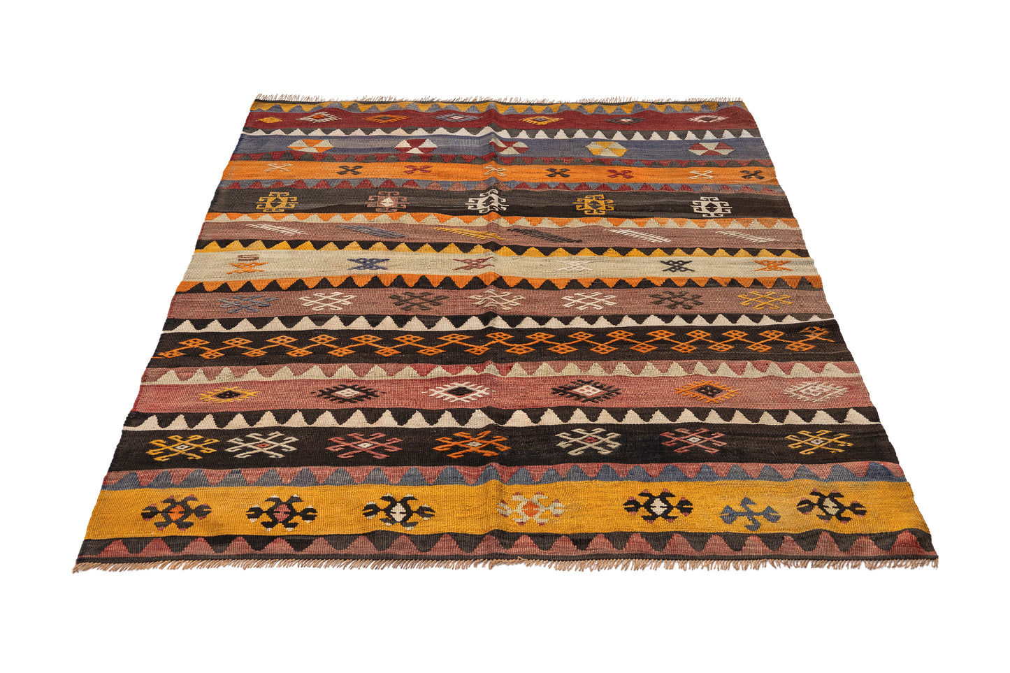 1960s Sebasteia Handmade Vintage Turkish Kilim Rug | 135x175 cm - Dervish Rugs