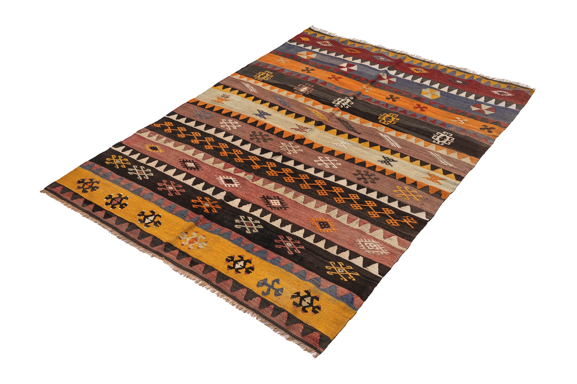 1960s Sebasteia Handmade Vintage Turkish Kilim Rug | 135x175 cm - Dervish Rugs