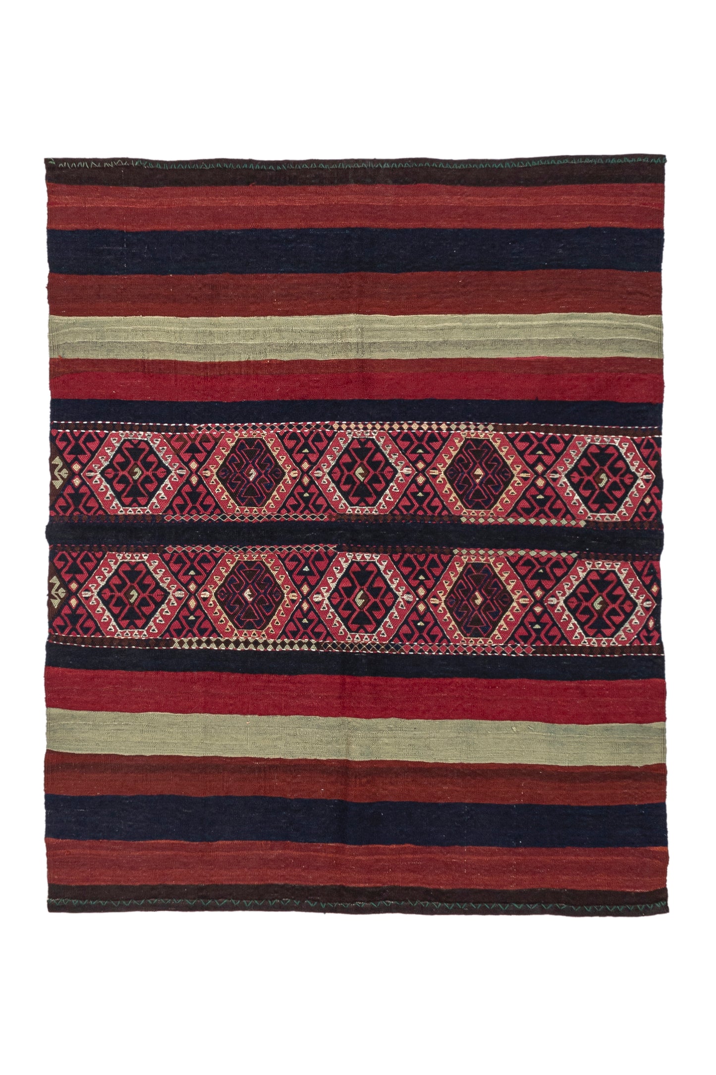 1940s Isuwa Handmade Vintage Turkish Kilim Rug | 120x140 cm - Dervish Rugs