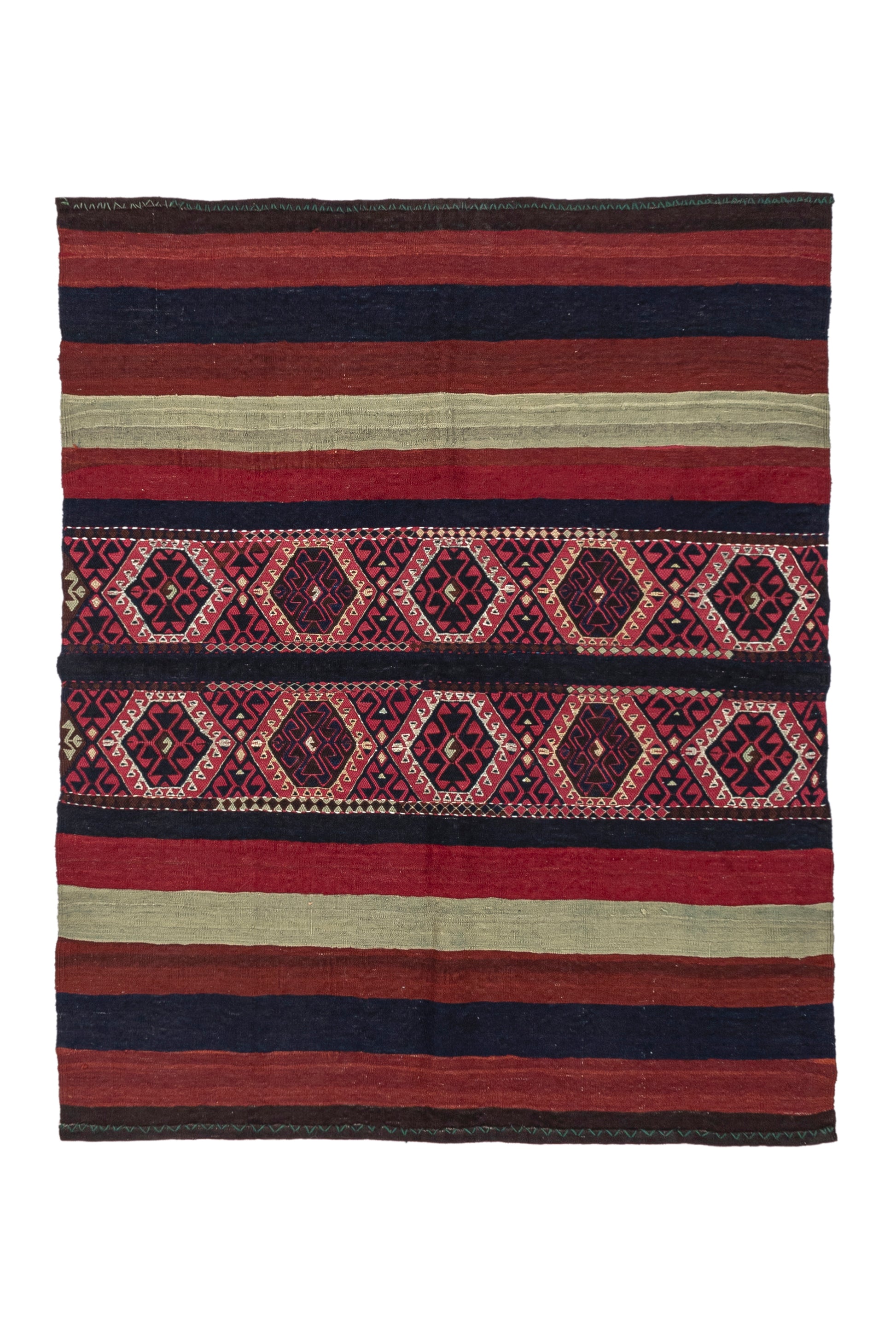 1940s Isuwa Handmade Vintage Turkish Kilim Rug | 120x140 cm - Dervish Rugs