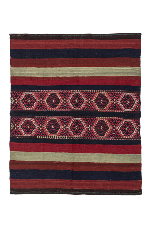 1940s Isuwa Handmade Vintage Turkish Kilim Rug | 120x140 cm - Dervish Rugs