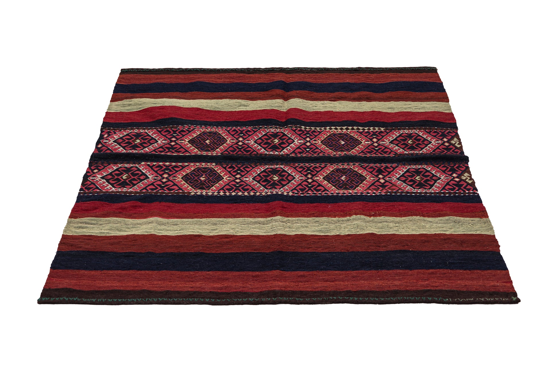 1940s Isuwa Handmade Vintage Turkish Kilim Rug | 120x140 cm - Dervish Rugs