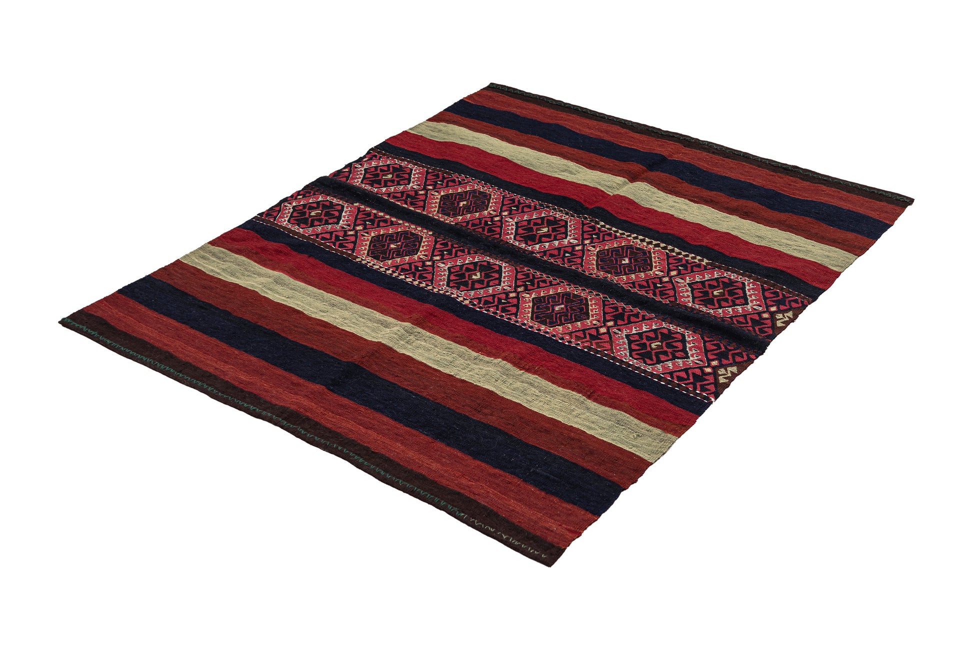 1940s Isuwa Handmade Vintage Turkish Kilim Rug | 120x140 cm - Dervish Rugs